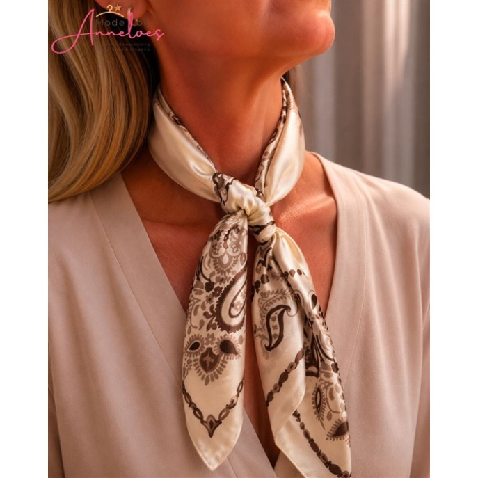 Dames sjaal korte hals sjaaltjes 540 barok bruin beige 
